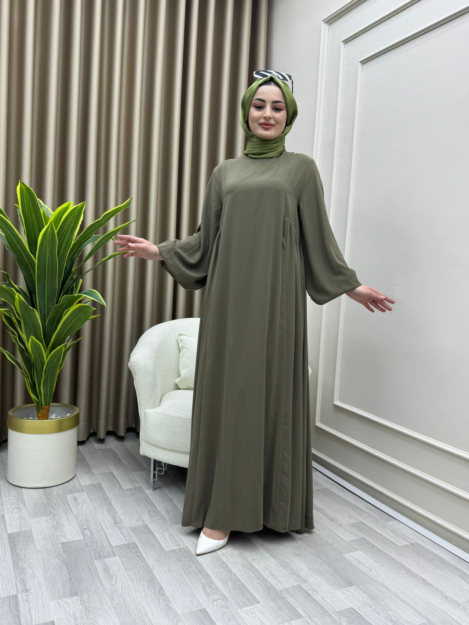 Çağla Elbise Yağ Yeşili